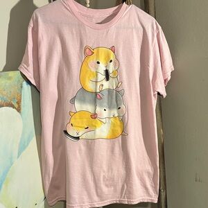 Cute Pink Hamster Graphic T-Shirt